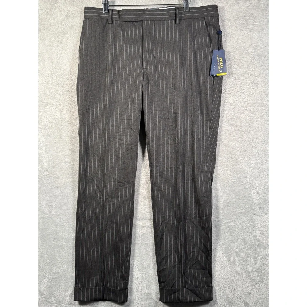 Polo Ralph Lauren Dress Pants Mens 36x30 Gray Pinstripe Chester Trousers $198